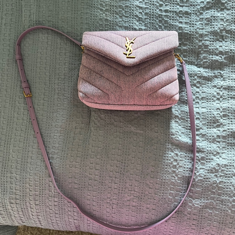 Yves Saint Laurent purple denim bag
